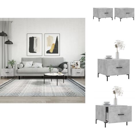 Tables basses 2 pcs gris béton 50x50x40 cm bois d'ingénierie - Table Basse - Meuble Salon - Table D'appoint - Design Moderne - Style Scandinave