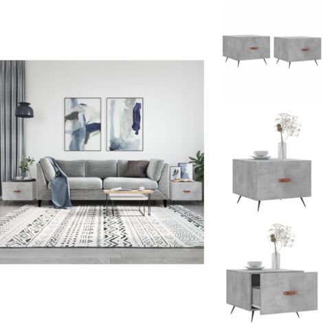 Tables basses 2 pcs gris béton 50x50x40 cm bois d'ingénierie - Table Basse - Meuble Salon - Table D'appoint - Design Moderne - Style Scandinave