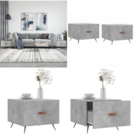 Tables basses 2 pcs gris béton 50x50x40 cm bois d'ingénierie - Table Basse - Meuble Salon - Table D'appoint - Design Moderne - Style Scandinave - Home & Living