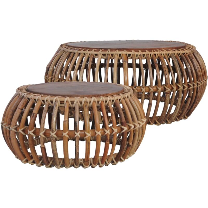 Tables basses 2 pcs Rotin naturel