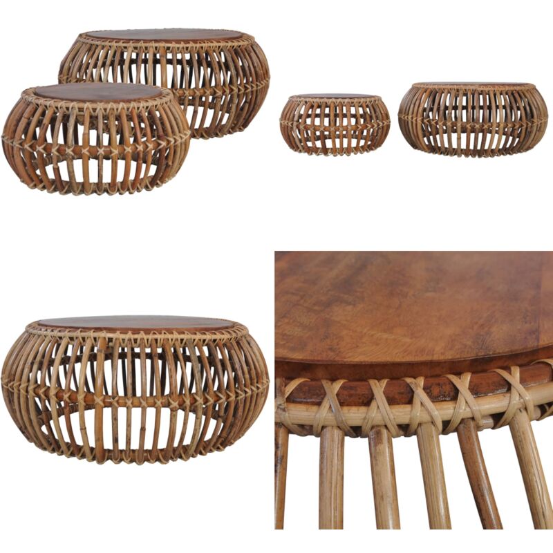 Vidaxl - Tables basses 2 pcs Rotin naturel - Table Basse Rotin - Meuble Salon - Décoration Intérieure - Table D'appoint - Meubles Tendance - Home &
