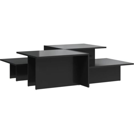 Tables basses 2 pcs  Table de salon  Table de café noir brillant bois d'ingénierie