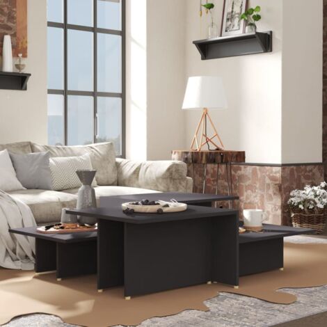 Tables basses 2 pcs-Table Salon Gris 111,5x50x33 cm Bois d'ingénierie 731059