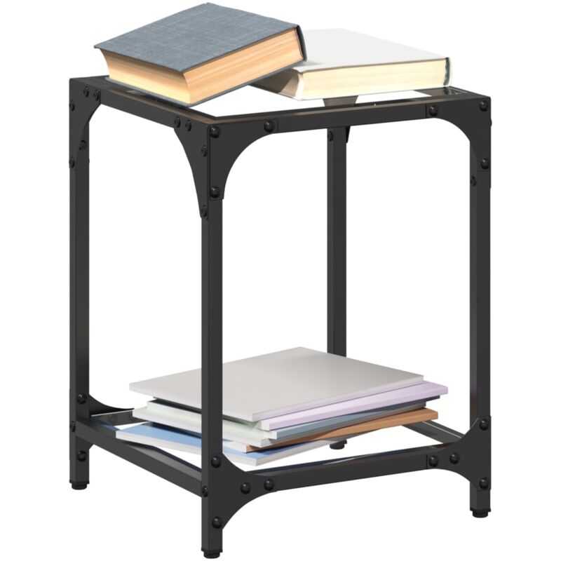 Table basse avec dessus en verre transparent 30x30x40 cm acier - Vidaxl
