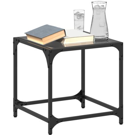 Tables basses avec dessus en verre noir 2 pcs 40x40x40 cm acier vidaXL