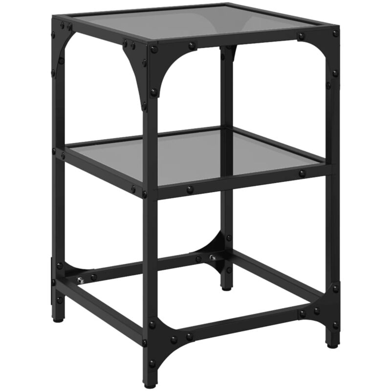 Vidaxl - Table basse avec dessus en verre noir 30x30x45 cm acier