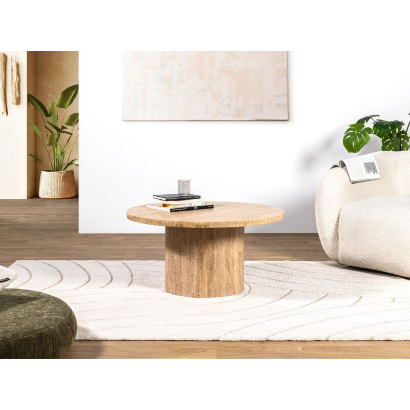 BOBOCHIC - Table basse D.80 cm BOECIA travertin naturel