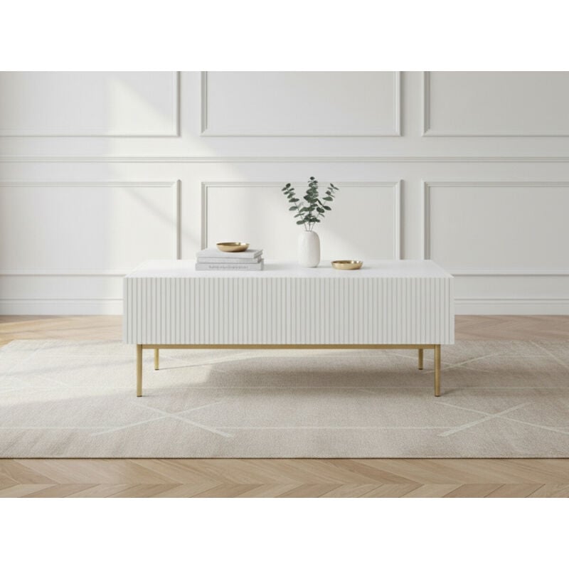 Table basse kasha Pieds or Blanc - Bobochic