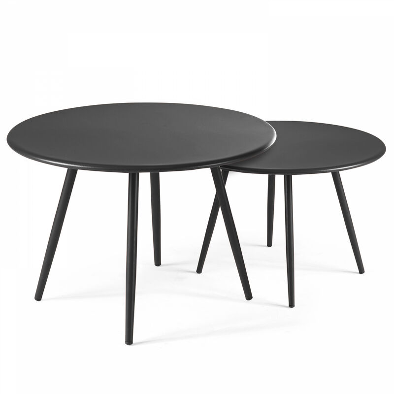 Lot de 2 tables basses de jardin en acier anthracite - Palavas