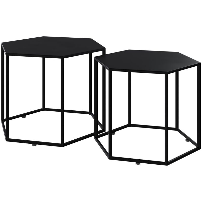 Rendez-vous Déco - Tables basses hexagonales noires en métal (lot de 2) - eclipse