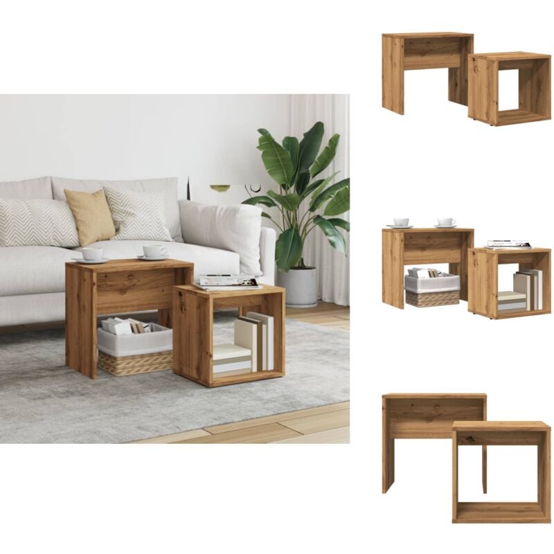 Vidaxl - Tables basses gigognes 2 pcs chêne artisanal bois d'ingénierie - Table Basse Gigogne - Tables Basses Gigognes - Table Gigogne - Table