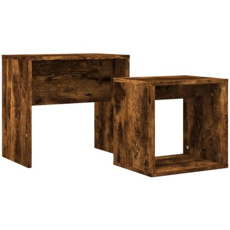 Tables basses gigognes 2 pcs chêne fumé bois d'ingénierie