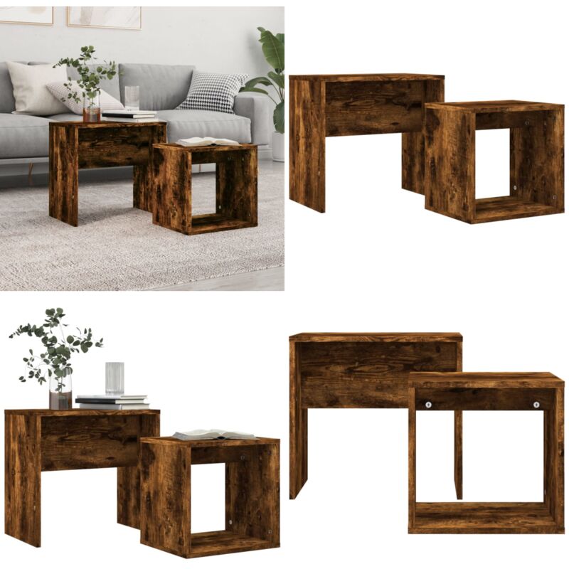 Vidaxl - Tables basses gigognes 2 pcs chêne fumé bois d'ingénierie - Table Basse - Meuble Salon - Table D'appoint - Set De Tables - Tables Gigognes