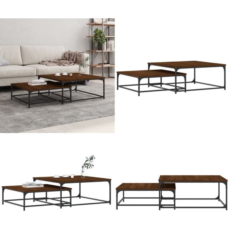 Vidaxl - Tables basses gigognes 2 pcs chêne marron bois d'ingénierie - Table Basse Gigogne - Table D'appoint - Meuble Salon - Meubles Petit