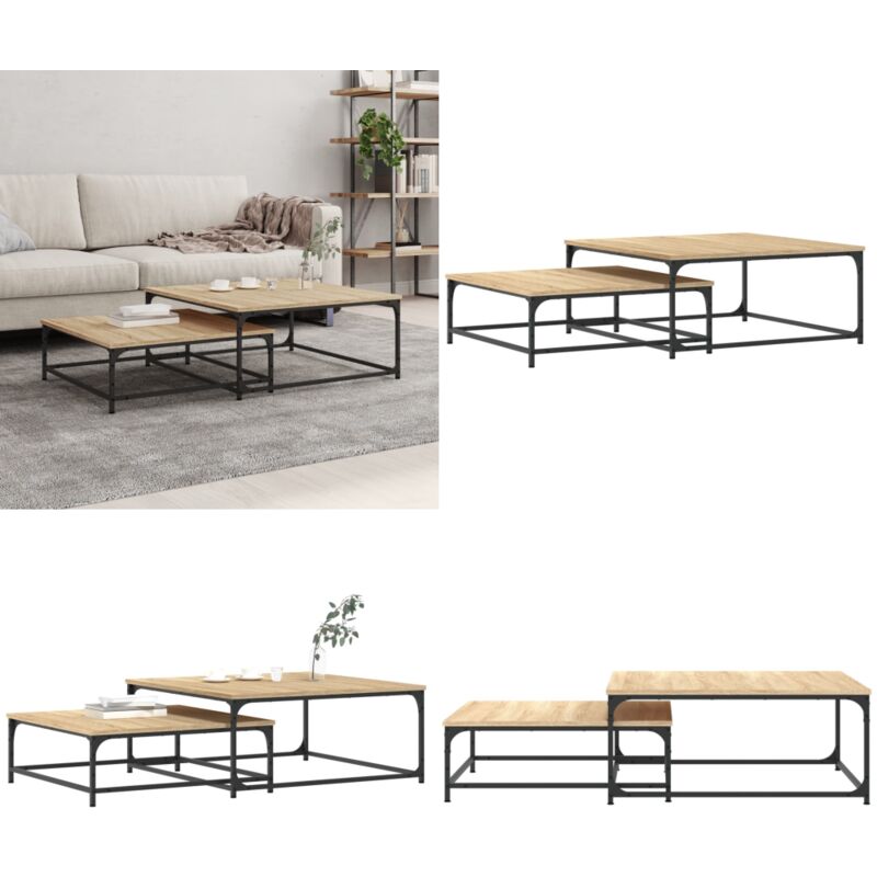 Vidaxl - Tables basses gigognes 2 pcs chêne sonoma bois d'ingénierie - Table Basse Gigogne - Table D'appoint - Meuble Salon - Meubles Tendance