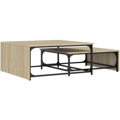 Tables basses gigognes 2 pcs chêne sonoma bois ingénierie métal