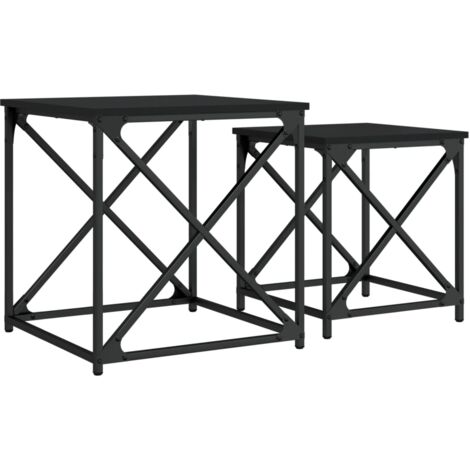 Tables basses gigognes 2 pcs noir bois d'ingénierie