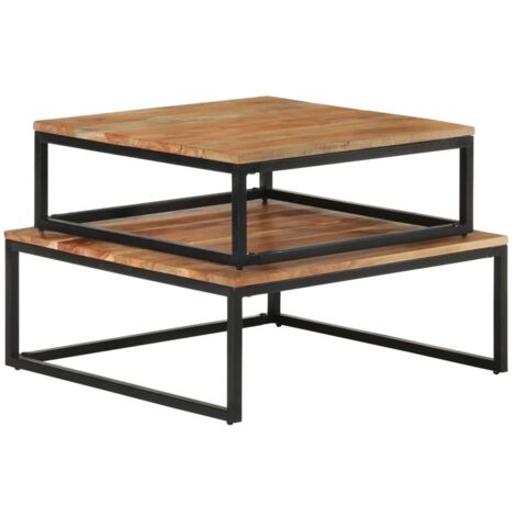 Tables basses gigognes 2 pcs  Table de salon  Table de café Bois d'acacia massif