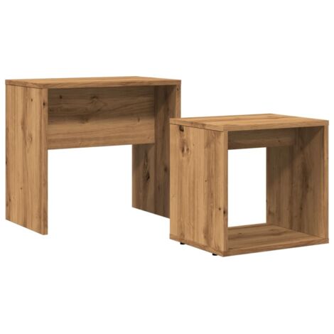 Tables basses gigognes 2 pcs  Table de salon  Table de café chêne artisanal bois d'ingénierie