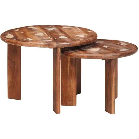 Tables basses gigognes 2 pcs  Table de salon  Table de café Multicolore Bois massif recyclé
