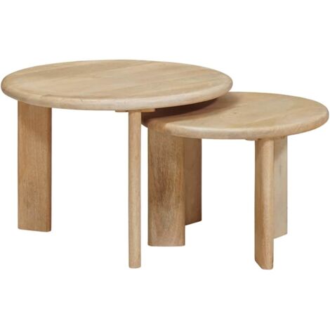 Tables basses gigognes 2 pcs  Table de salon  Table de café Noir Bois de mangue massif