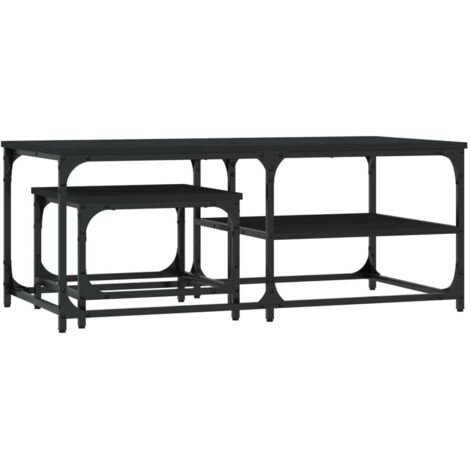 Tables basses gigognes 2 pcs  Table de salon  Table de café noir bois d'ingénierie