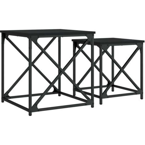 Tables basses gigognes 2 pcs  Table de salon  Table de café noir bois d'ingénierie