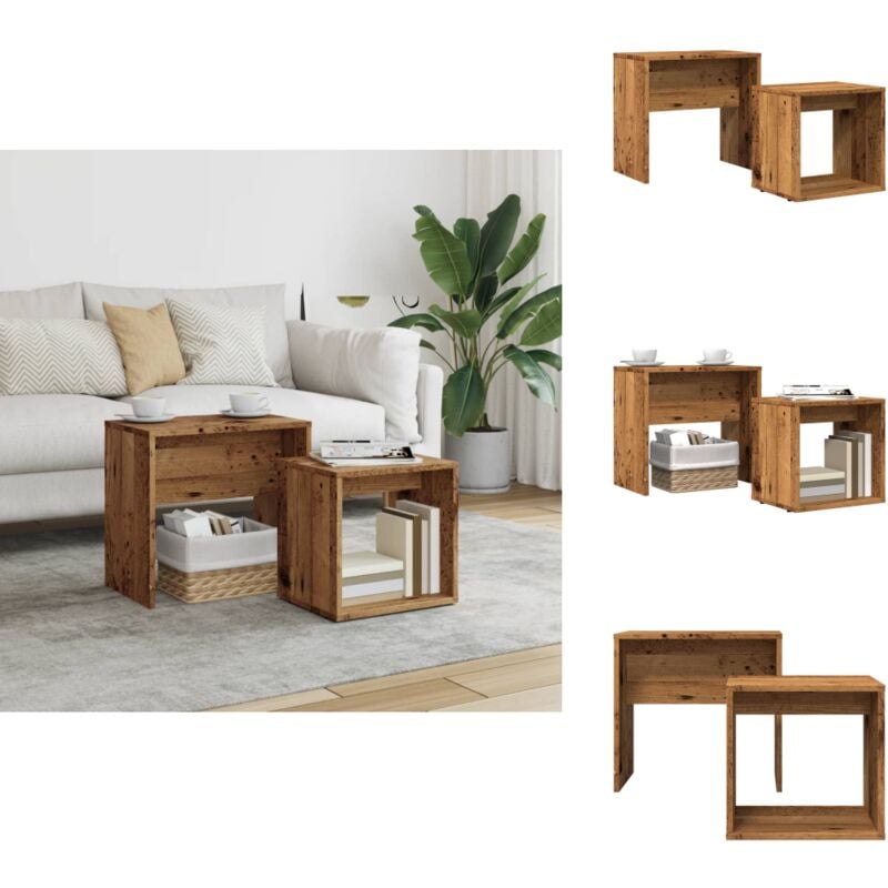 Tables basses gigognes 2 pcs vieux bois bois d'ingénierie - Table Basse Gigogne - Tables Basses Gigognes - Table Gigogne - Table D'appoint Gigogne