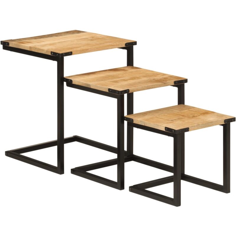 Vidaxl - Tables basses gigognes 3 pcs bois massif de manguier et fer
