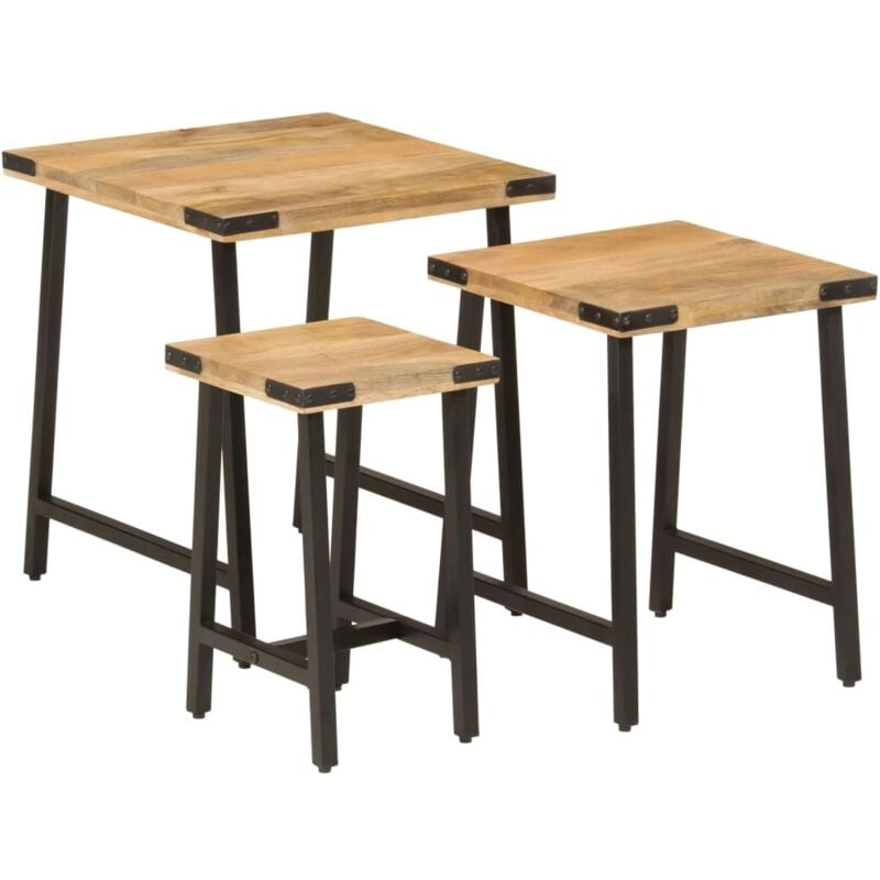 Vidaxl - Tables basses gigognes 3 pcs bois massif de manguier et fer
