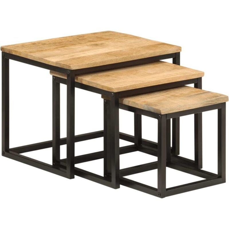 Vidaxl - Tables basses gigognes 3 pcs bois massif de manguier et fer