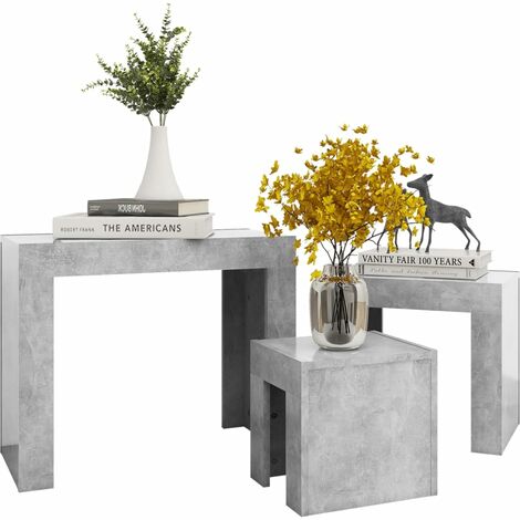 Tables basses gigognes 3 pcs Gris béton