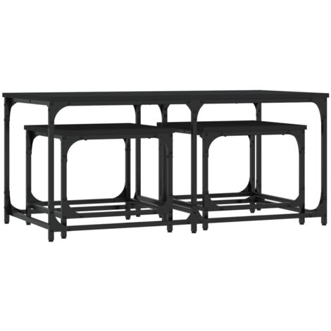 Tables basses gigognes 3 pcs noir bois d'ingénierie