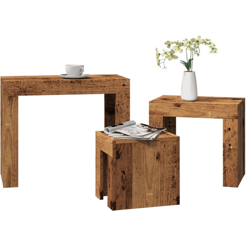Vidaxl - Tables basses gigognes 3 pcs vieux bois bois d'ingénierie