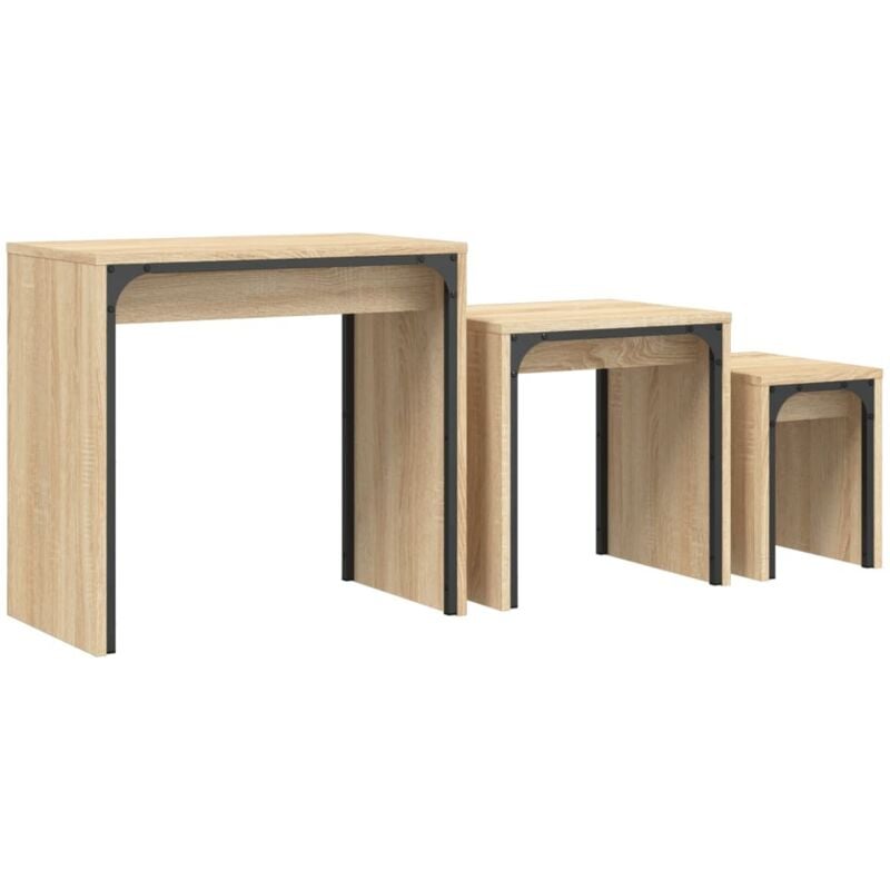Tables basses gigognes 3 pcs chêne sonoma bois d'ingénierie vidaXL