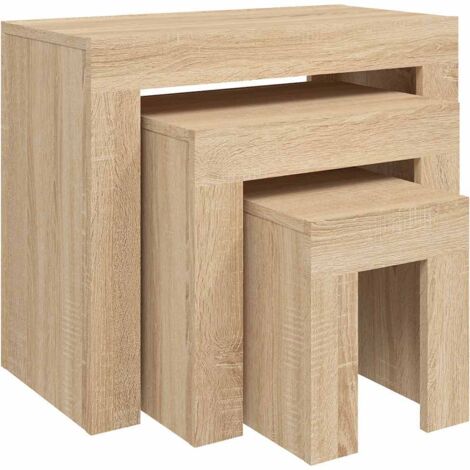 Tables basses gigognes 3 pcs  Table de salon  Table de café chêne sonoma bois d'ingénierie