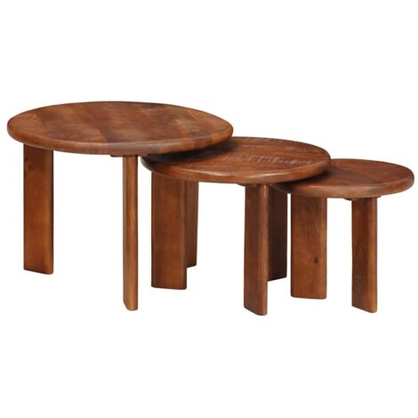 Tables basses gigognes 3 pcs  Table de salon  Table de café Marron miel Bois de mangue massif