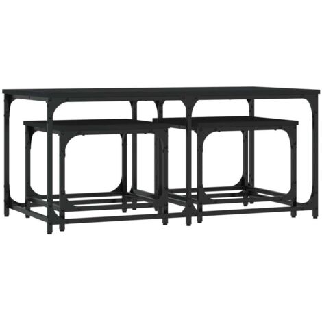 Tables basses gigognes 3 pcs  Table de salon  Table de café noir bois d'ingénierie
