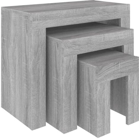 Tables basses gigognes 3 pcs  Table de salon  Table de café sonoma gris bois d'ingénierie