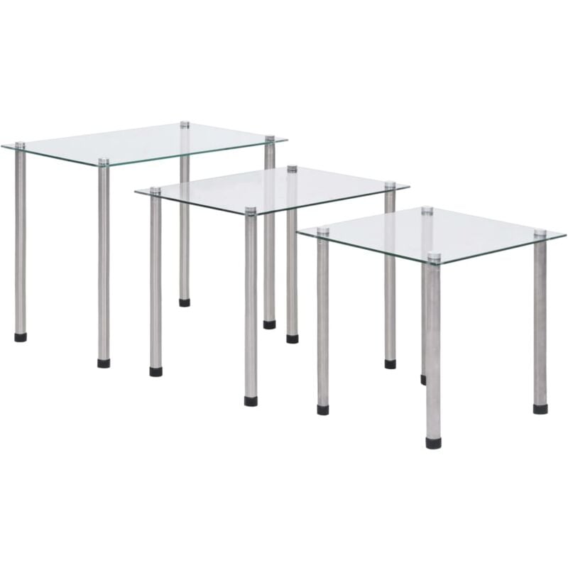 Tables basses gigognes 3 pcs, Tables d'appoint, Bouts de canapé Transparent Verre trempé design in