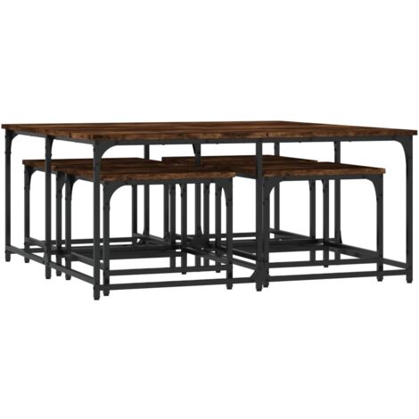 Tables basses gigognes 5 pcs chêne fumé bois d'ingénierie