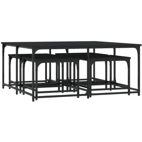Tables basses gigognes 5 pcs noir bois d'ingénierie