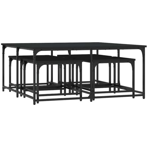Tables basses gigognes 5 pcs  Table de salon  Table de café noir bois d'ingénierie