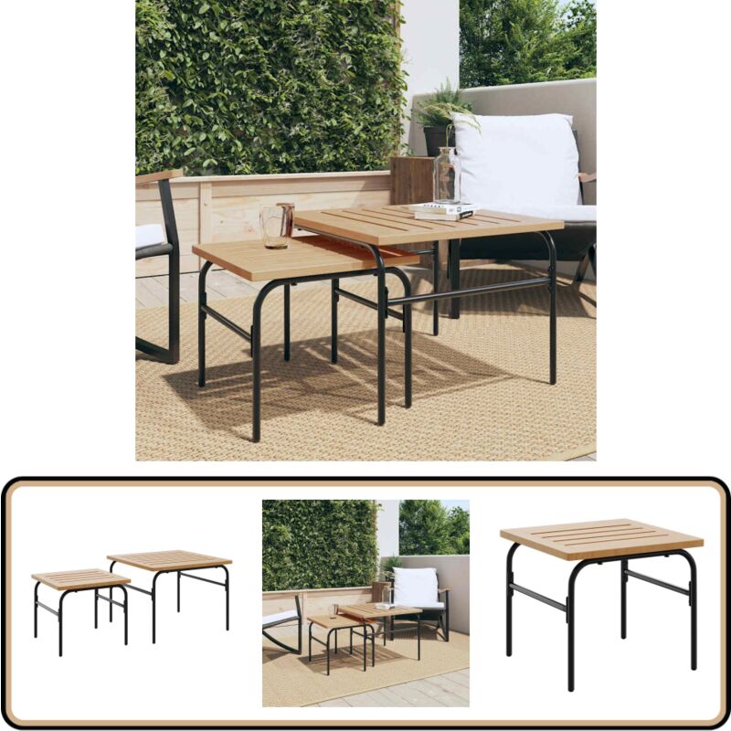 Tables basses gigognes de jardin 2 pcs marron et noir acier - Table Basse Jardin - Ensemble Tables Basses - Tables Basses Gigognes - Mobilier De