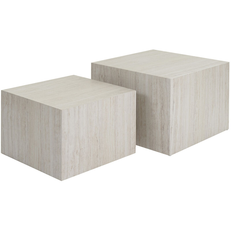 Miliboo - Tables basses gigognes design effet travertin (lot de 2) calla