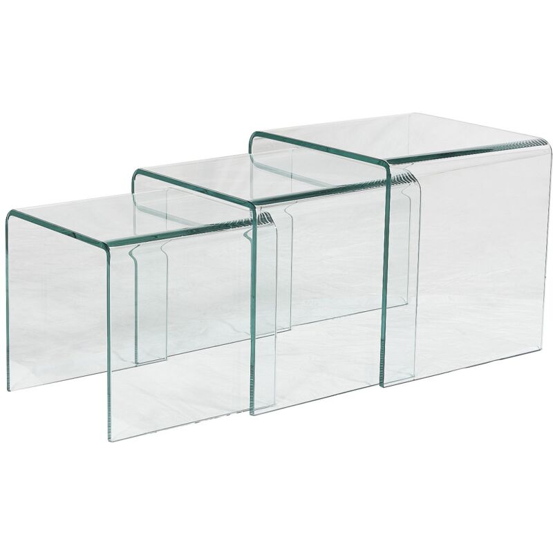 Vente-unique - Tables basses gigognes minka - Verre courbé
