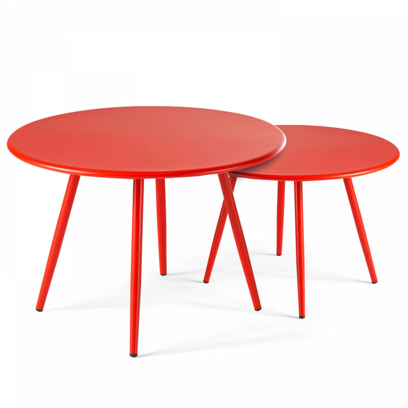 Palavas - Lot de 2 tables basses acier rouge - Rouge
