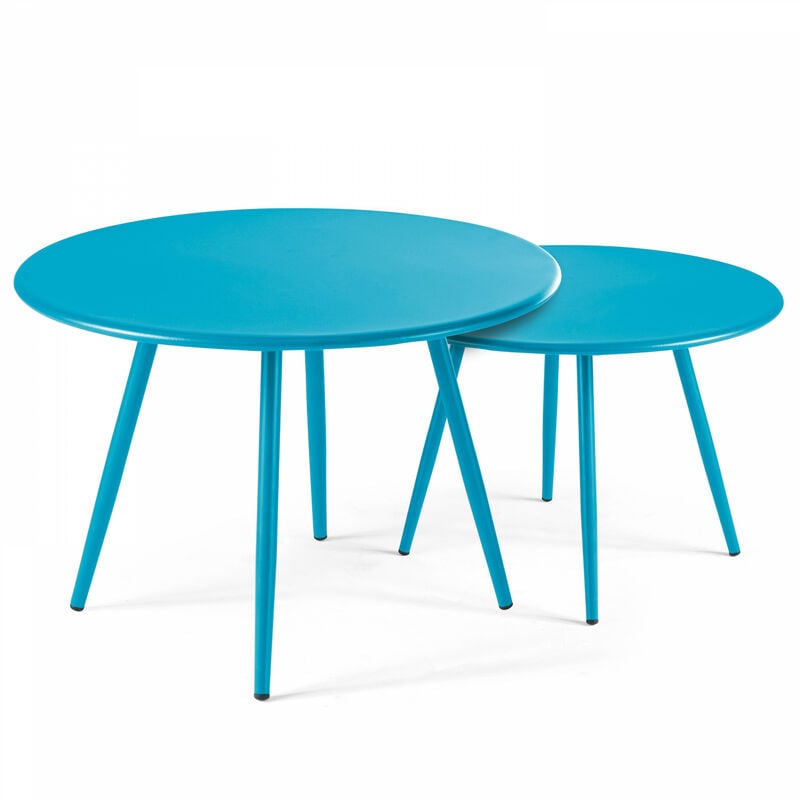 Palavas - Lot de 2 tables basses acier bleu - Bleu