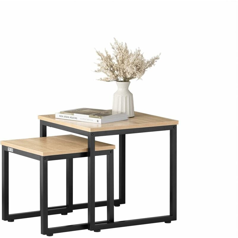 Sobuy - Tables Basses Gigognes - Set de 2 - Lot de 2 tables d'appoint empilables FBT42-N ®