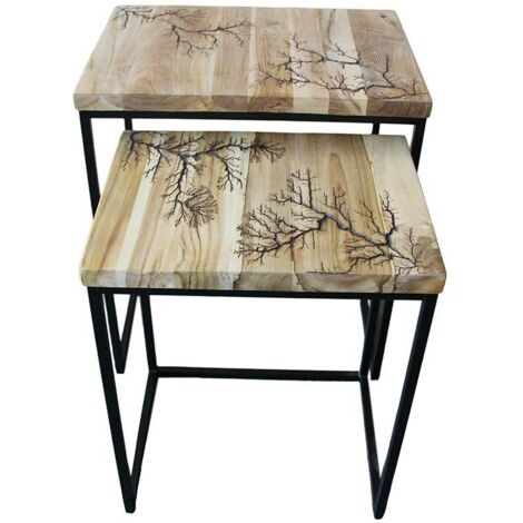 Tables basses gigognes x2 plateau teck arboré